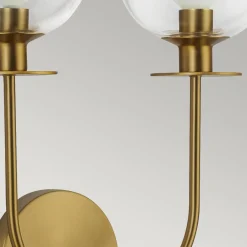 Kinkiet Sylvia - 2 źródła światła - Szczotkowane złoto (ALM-SYLVIA-2WB-BG-CL) - Elstead Lighting