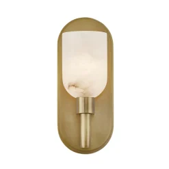 Kinkiet z alabastrowym kloszem Lucian Vintage mosiądz (QN-LUCIAN1-VBS-AR) - Quintiesse