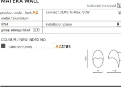 Kinkiet Zewnętrzeny MATERA WALL Ciemny Szary (AZ2184) - AZzardo