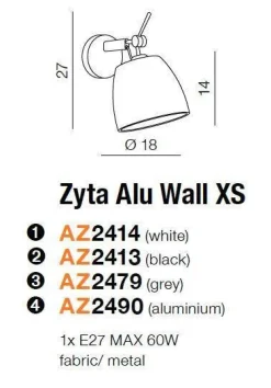 Kinkiet ZYTA WALL XS ALU/ALU (MB2300-XS-ALU/ALU) Azzardo