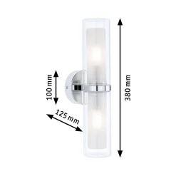 Lampa ścienna LUENA E14 max. 2x20W IP44 230V szkło chrom / metal (PL71077) - PAULMANN
