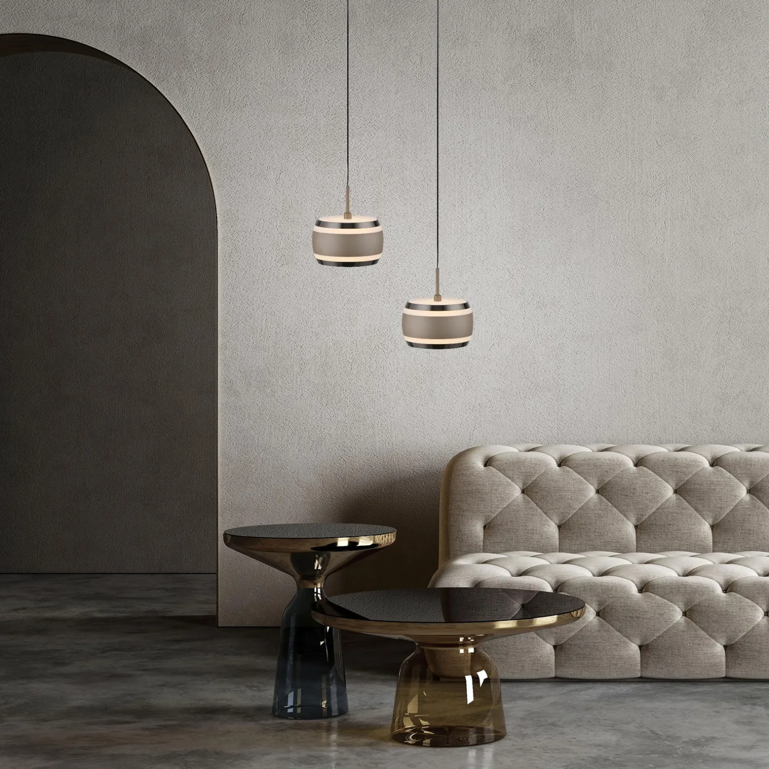 Lampa na pilota, z regulacją światła i wysokości PURE FALLING RINGS BRĄZOWA/CHROM (2503-97) - Paul Neuhaus