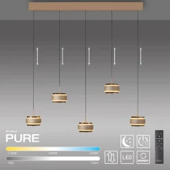 Lampa na pilota, z regulacją światła i wysokości PURE FALLING RINGS BRĄZOWY/CHROM (2504-97) - Paul Neuhaus