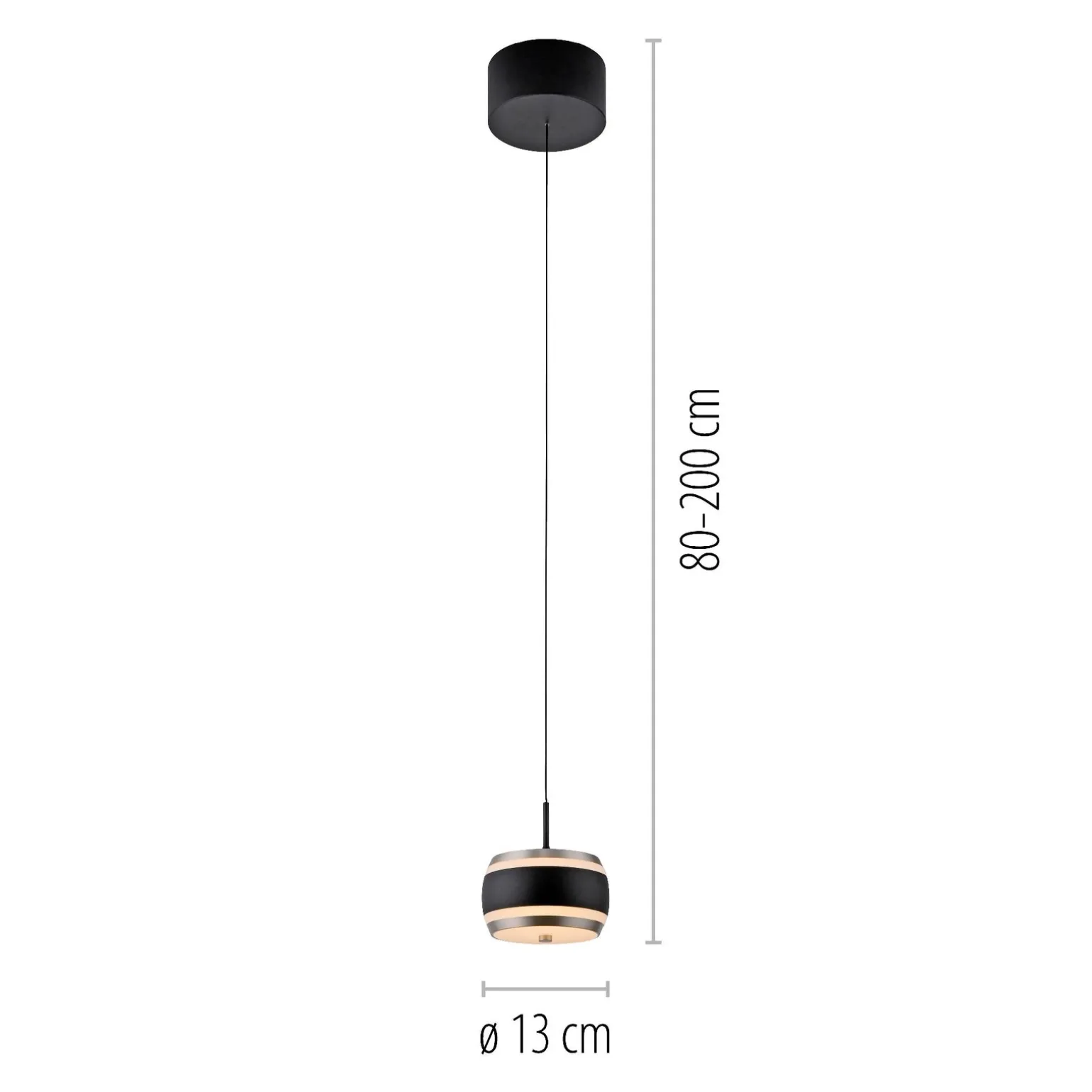 Lampa na pilota, z regulacją światła i wysokości PURE FALLING RINGS CZARNA (2503-18) - Paul Neuhaus