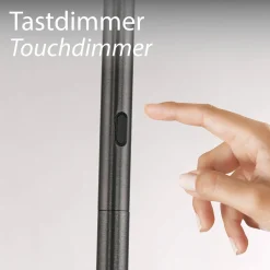 Lampa podłogowa z dotykowym ściemniaczem PURE VITRUM SZARY (481-15) - Paul Neuhaus