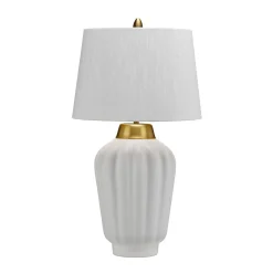 Lampa stołowa Bexley - 1 źródło światła - Biała/ Szczotkowany mosiądz (QN-BEXLEY-TL-WBB) - Quintiesse