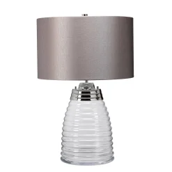 Lampa stołowa Milne - 2 źródła światła - Szary abażur (QN-MILNE-TL-GREY) - Quintiesse