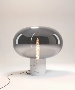 Lampa stołowa MOONSTONE biały marmur + szkło dymione (T0055) - MAXLIGHT