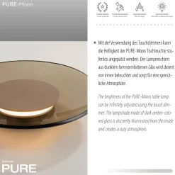 Lampa stołowa ze ściemniaczem dotykowym PURE MOON w kolorze bursztynu (4594-97) - Paul Neuhaus