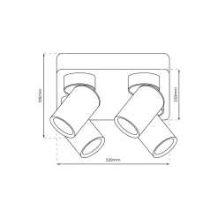 Lampa sufitowa Andy Spot 4 czarna kwadrat (ML9941) - Milagro