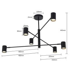 Lampa sufitowa Snow 6 czarna LP-731/6P BK Light Prestige