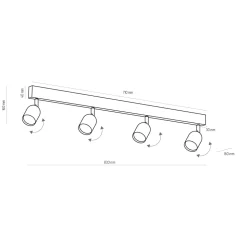Lampa sufitowa TOP czarna-chrom 4 PŁ (1009) - TK Lighting