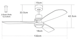 Lampa sufitowa wentylatorowa biała z naturalnego drewna LED 15W (19140) - Zambelis