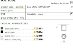 Lampa Sufitowa Zewnętrzna JOE TUBE Jasny Szary (AZ3316) - AZzardo