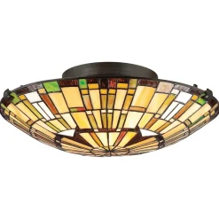 Lampa w stylu Tiffany - Plafon Reed Valiant brąz (QZ-REED-F-VB) - Elstead Lighting