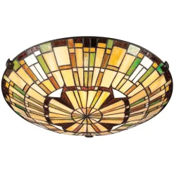 Lampa w stylu Tiffany - Plafon Reed Valiant brąz (QZ-REED-F-VB) - Elstead Lighting