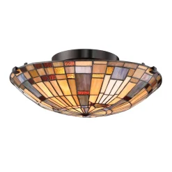 Lampa w stylu Tiffany - Plafon Inglenook Valiant brąz (QZ-INGLENOOK-F-SMALL) - Elstead Lighting