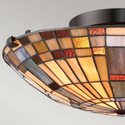 Lampa w stylu Tiffany - Plafon Inglenook Valiant brąz (QZ-INGLENOOK-F-SMALL) - Elstead Lighting