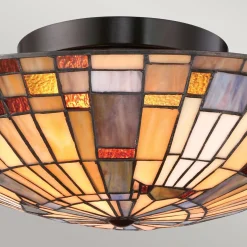 Lampa w stylu Tiffany - Plafon Inglenook Valiant brąz (QZ-INGLENOOK-F-SMALL) - Elstead Lighting