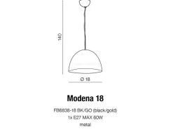 Lampa wiszaca Modena 18 black/gold (FB6838-18 BK/GO) - Azzardo - żyrandol