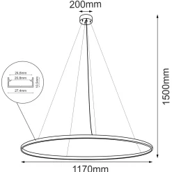 Lampa wisząca Agari 117- Złota (1170 mm) 4000K (5345) - Shilo