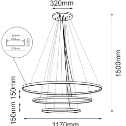 Lampa wisząca Agari Multi 3 117-87-57 - Czarna (1170 mm) 4000K (5431) - Shilo