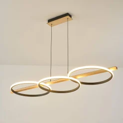 Lampa wisząca ALMERIA czarna-drewno (MD3913-3-3BWLT) - Zuma Line