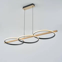 Lampa wisząca ALMERIA czarna-drewno (MD3913-3-3BWLT) - Zuma Line