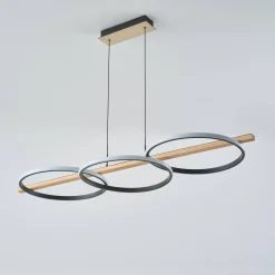 Lampa wisząca ALMERIA czarna-drewno (MD3913-3-3BWLT) - Zuma Line