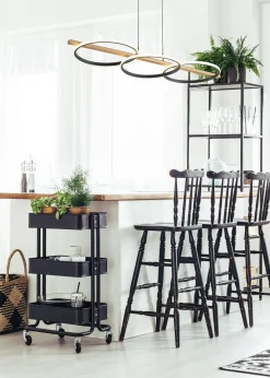 Lampa wisząca ALMERIA czarna-drewno (MD3913-3-3BWLT) - Zuma Line