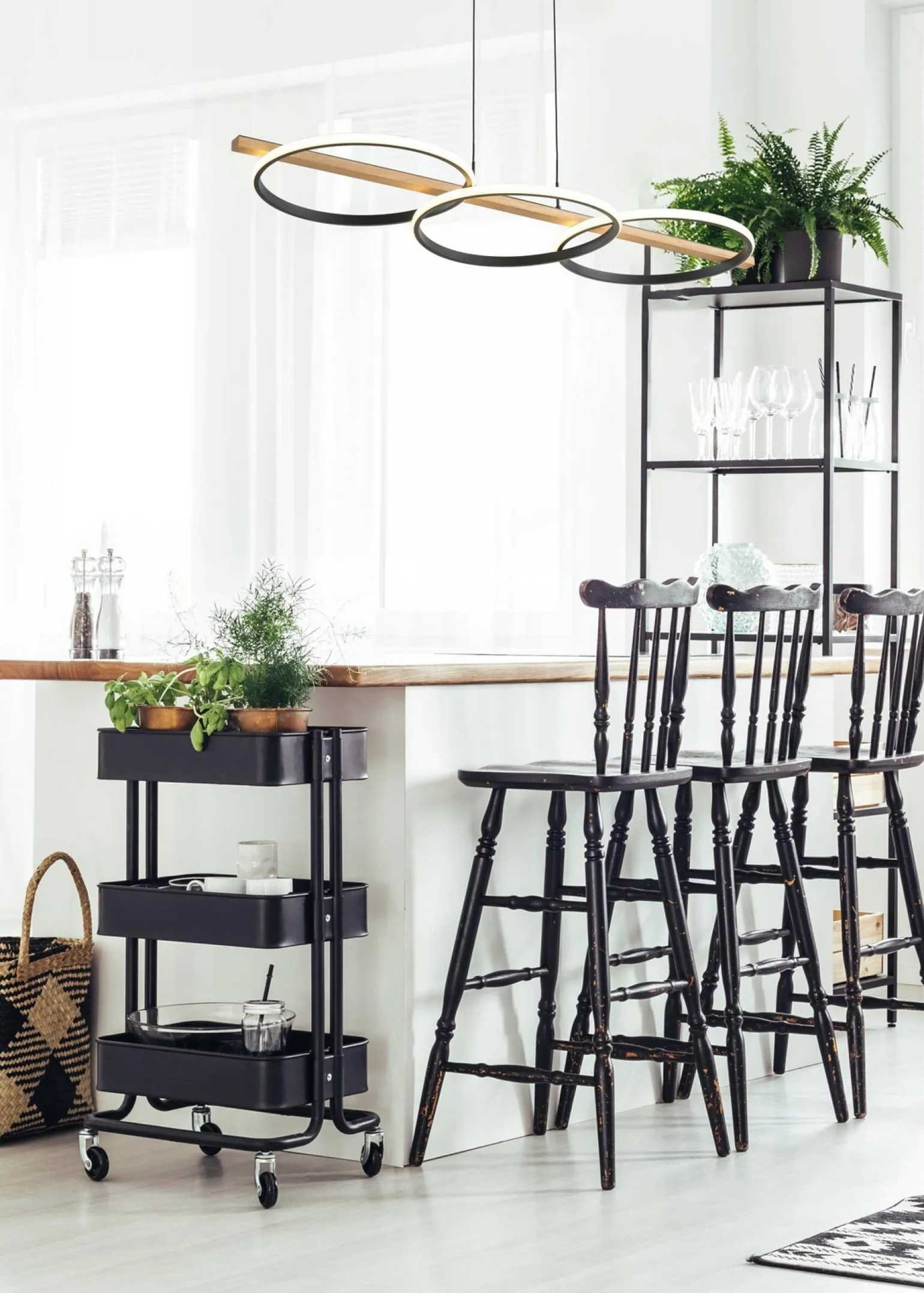 Lampa wisząca ALMERIA czarna-drewno (MD3913-3-3BWLT) - Zuma Line