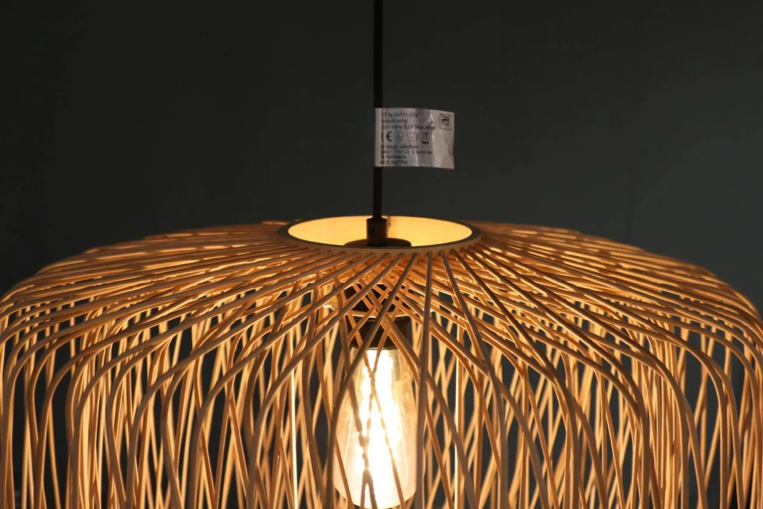 Lampa wisząca Boho bambusowa 46x46x134cm (55878-017) - DIJK