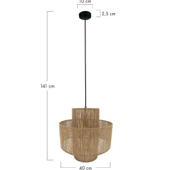 Lampa wisząca Boho jutowa 40x40x141cm (104665) - DIJK