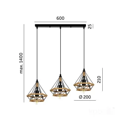 Lampa wisząca BOHO SIENA 3xE27 Kobi Design (002165KOB) - KOBI LIGHT