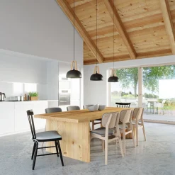 Lampa wisząca CASCO czarna/naturalne drewno (SL.0390) - Sollux