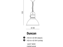 Lampa wisząca Duncan czarna (H5144-40 BK) Azzardo - żyrandol