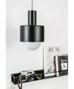 Lampa wisząca Enkel 1 z oplotem poliestrowym czarnym (EN1122P0) - Ummo