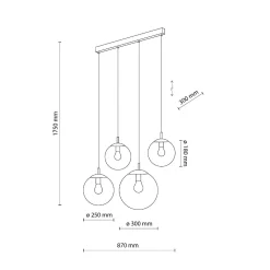 Lampa wisząca ESME GRAPHITE 4 LISTWA (5381) - TK Lighting