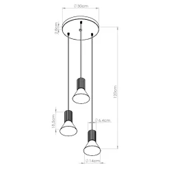 Lampa wisząca ESTRIA 3P biała/ultramaryna (SL.1875) - Sollux Lighting