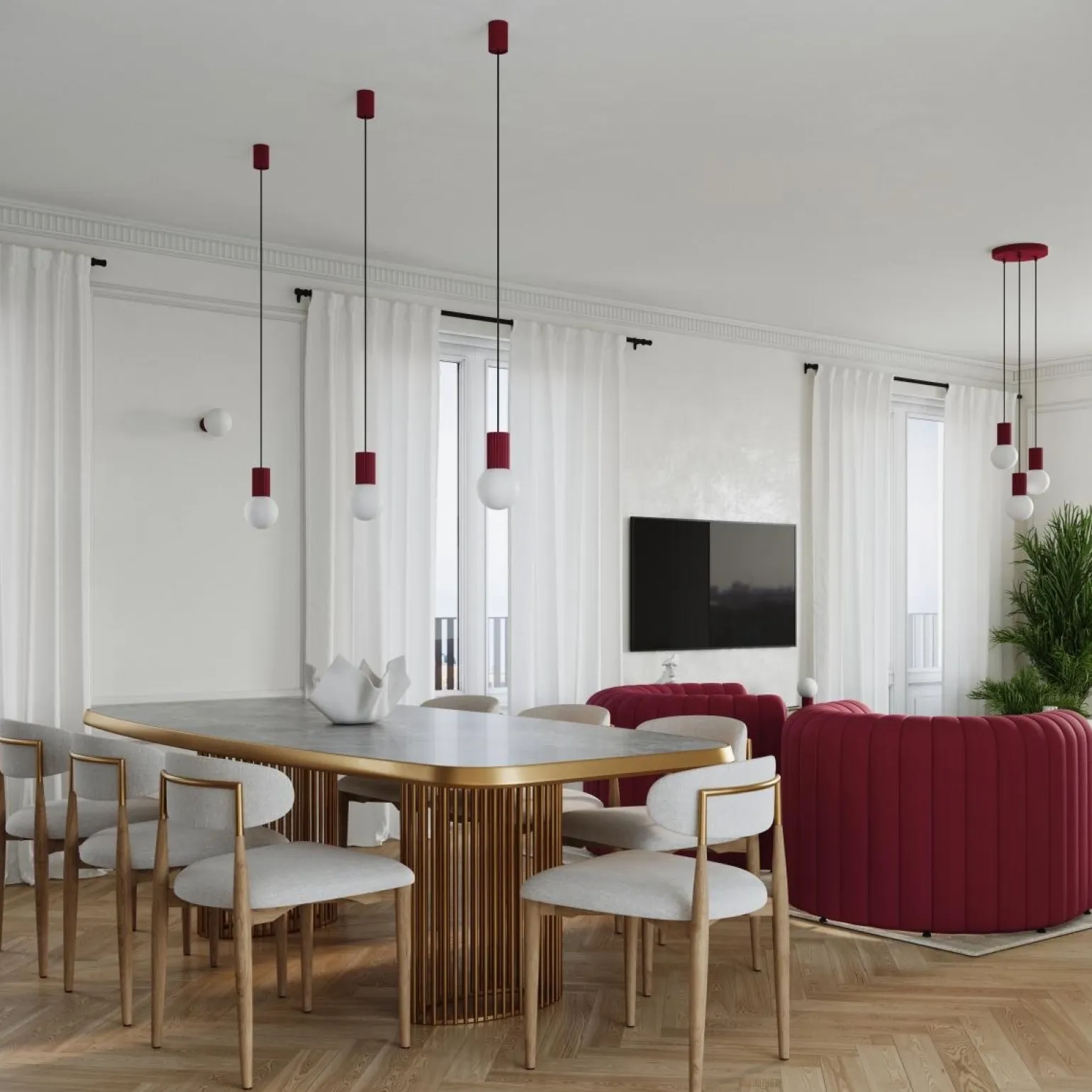 Lampa wisząca HALO 1 burgund (SL.1749) - Sollux Lighting