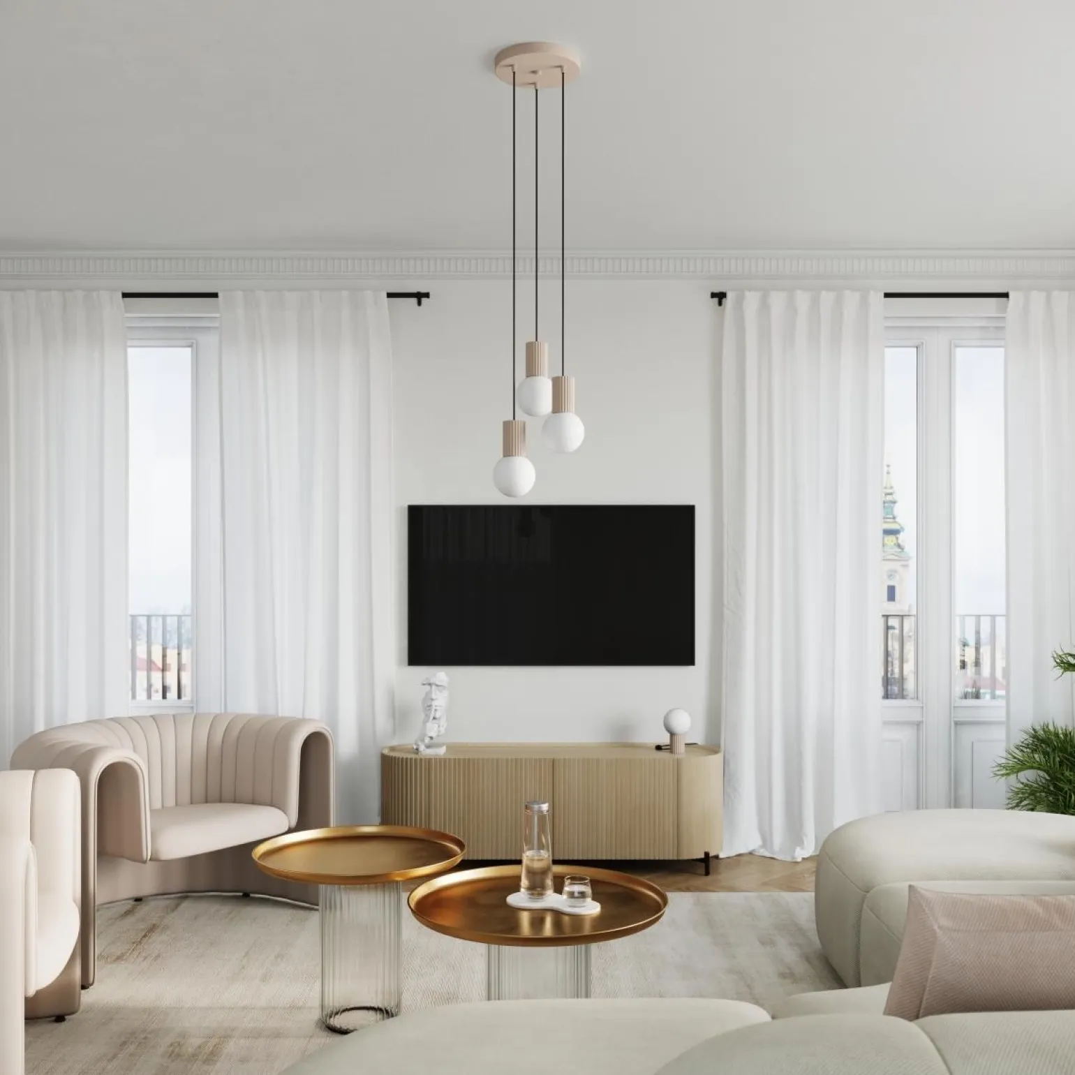 Lampa wisząca HALO 3P taupe (SL.1745) - Sollux Lighting