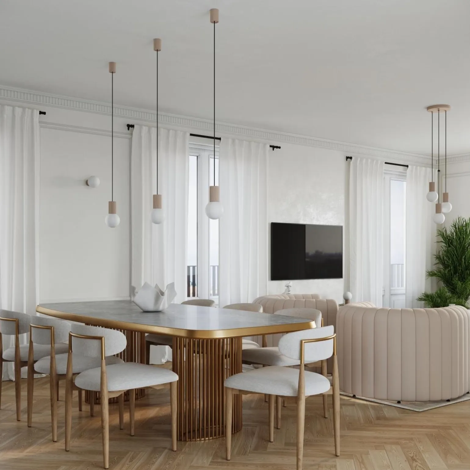 Lampa wisząca HALO 3P taupe (SL.1745) - Sollux Lighting