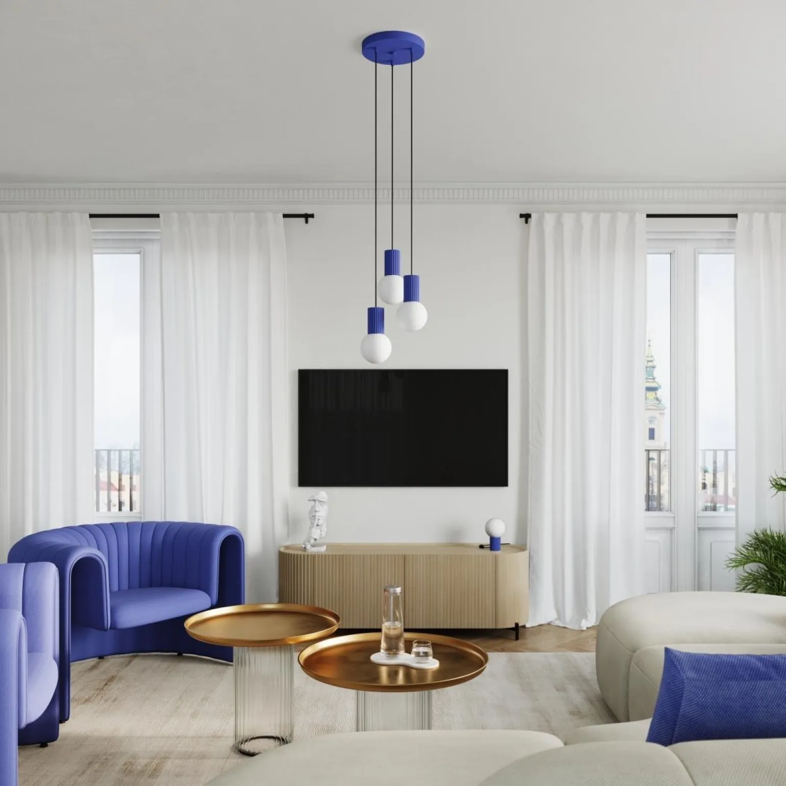 Lampa wisząca HALO 3P ultramaryna (SL.1740) - Sollux Lighting