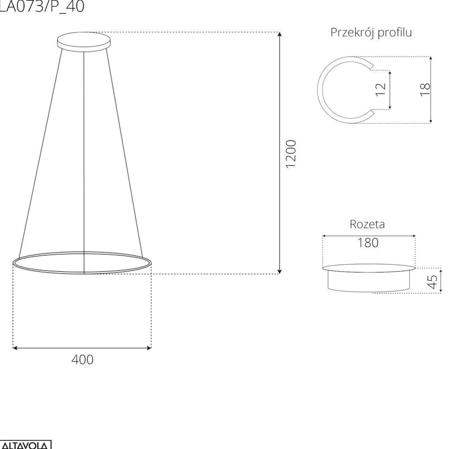 Lampa wisząca Ledowe okręgi No.1 Φ40 cm in 4k miedziana Altavola Design (LA073/P_40_in_4k_copper) - ALTAVOLA DESIGN