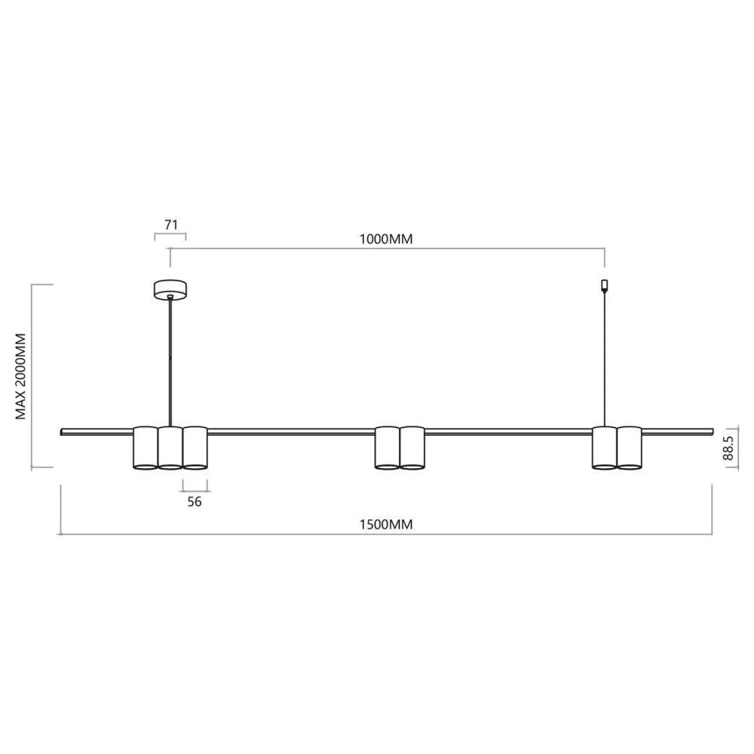 Lampa wisząca (listwa) GENESIS WHITE 7xGU10 (ML0371) - Milagro