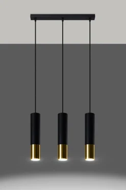 Lampa wisząca LOOPEZ 3L czarny/złoty (SL.0954) - Sollux