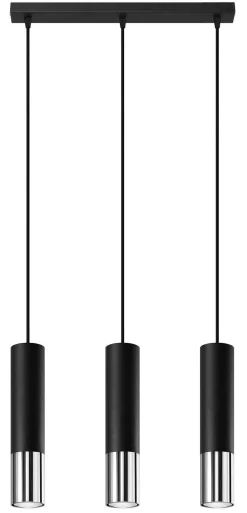 Lampa wisząca LOOPEZ 3L czarny/chrom (SL.0942) - Sollux
