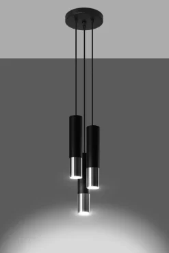 Lampa wisząca LOOPEZ 3P czarny/chrom (SL.0943) - Sollux