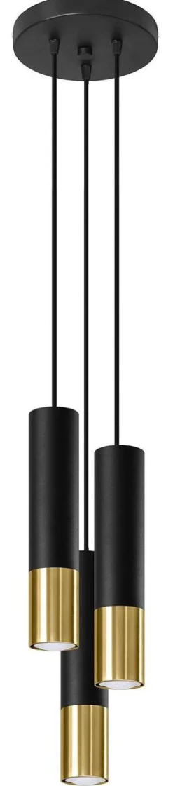 Lampa wisząca LOOPEZ 3P czarny/złoty (SL.0955) - Sollux