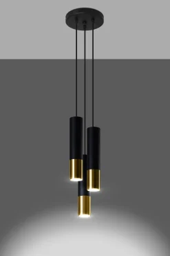 Lampa wisząca LOOPEZ 3P czarny/złoty (SL.0955) - Sollux